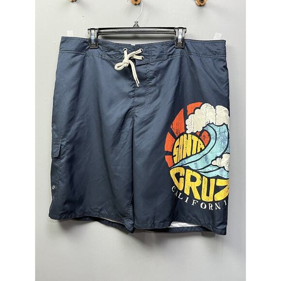 Old Navy Swim‎ Trunks Men's XL Blue Santa Cruz California Lined Board Shorts - Picture 1 of 7